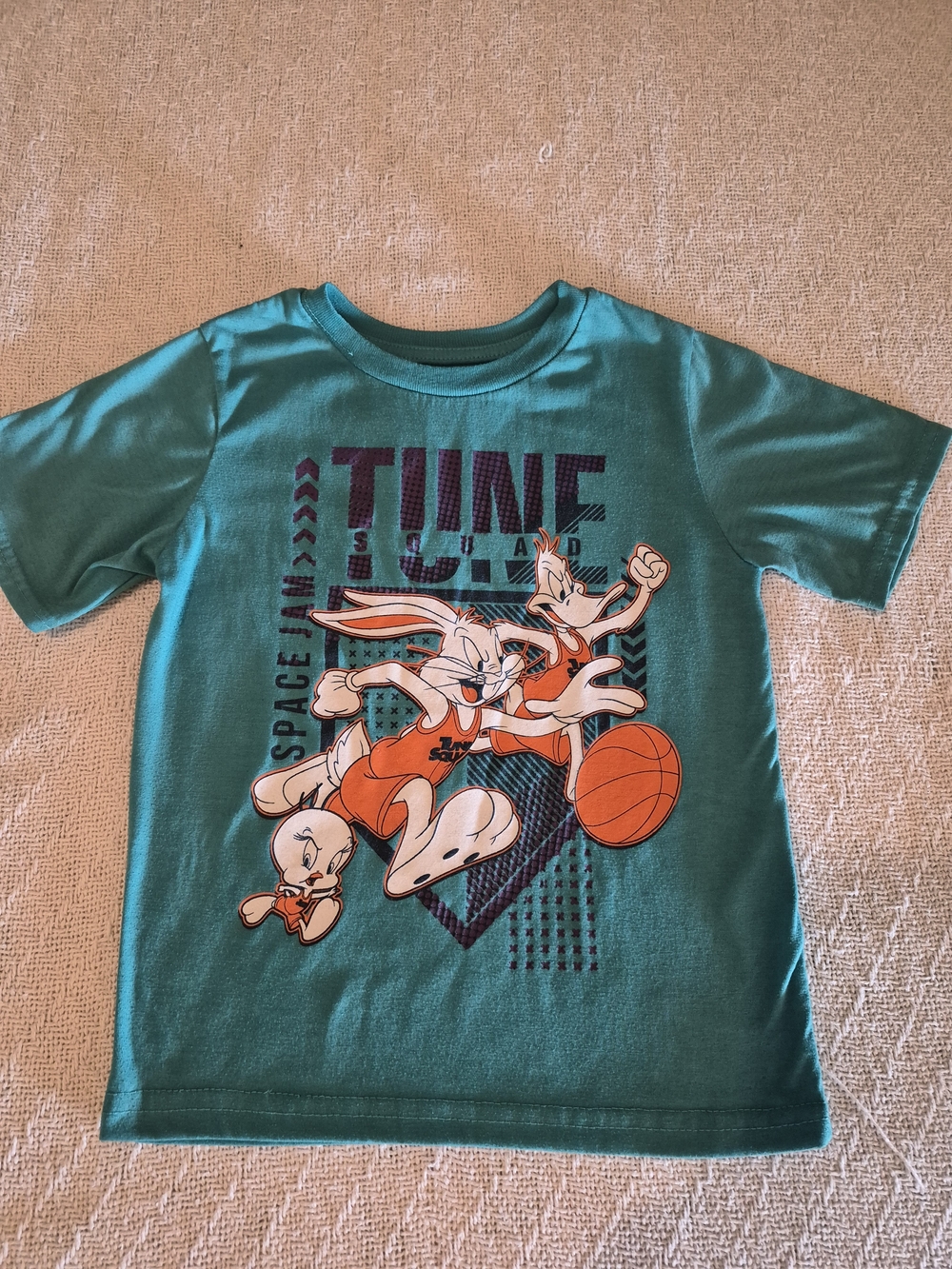 Kids Teal Space Jam Tune Squad Basketball Graphic Tee Size 5/6